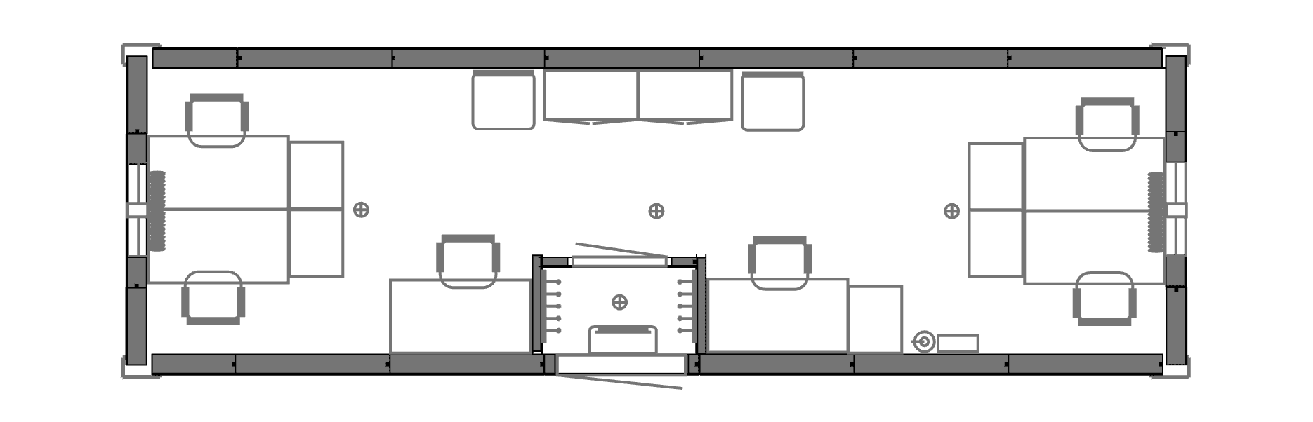 Планировочное решение: Вагон-офис на 6 человек