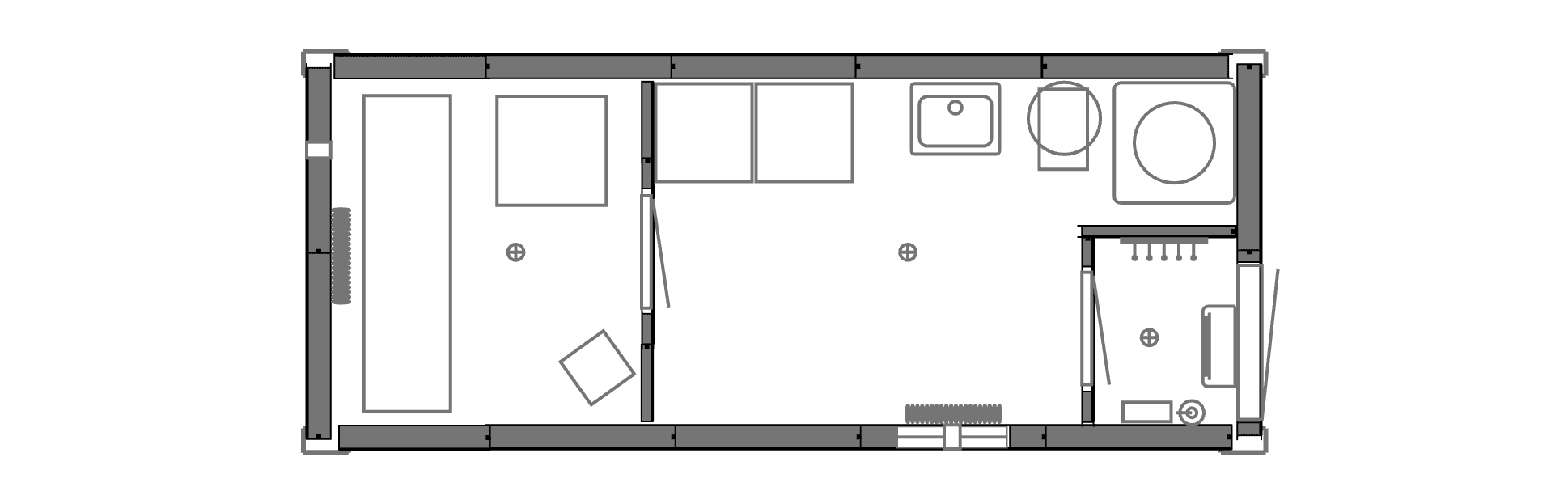 Планировочное решение: Вагон-прачечная 6х2,5
