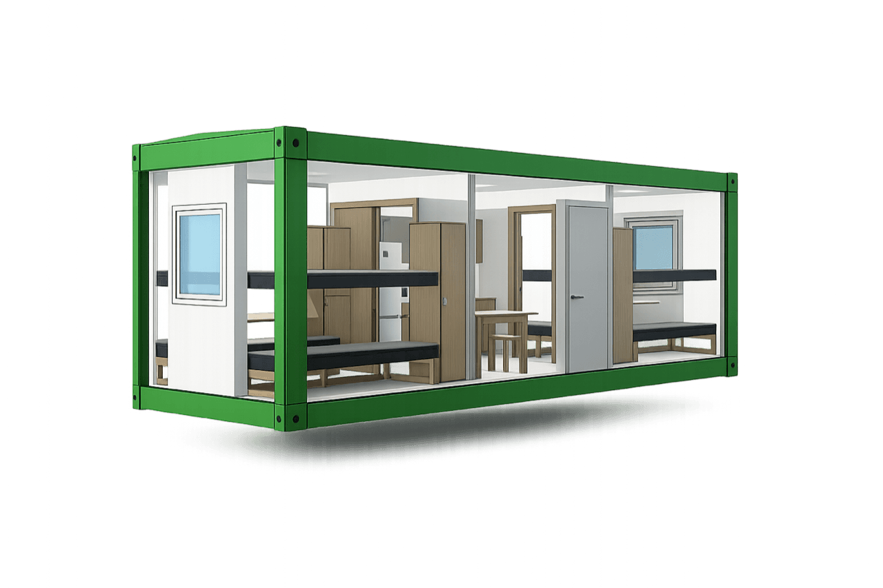 Визуализация 3D модели жилого вагон-дома на 8 человек