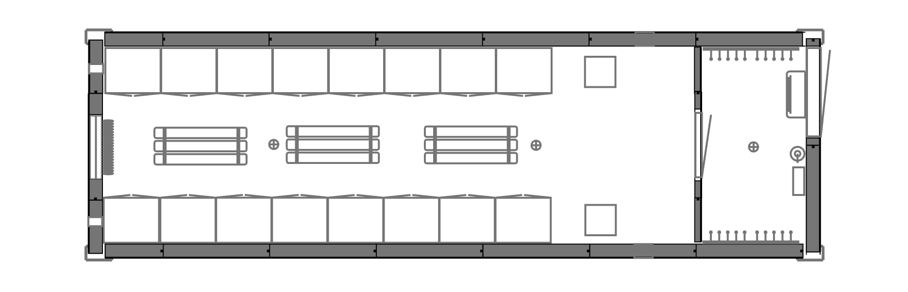 Планировочное решение: Блок-контейнер для сушилки на 32 кабинки