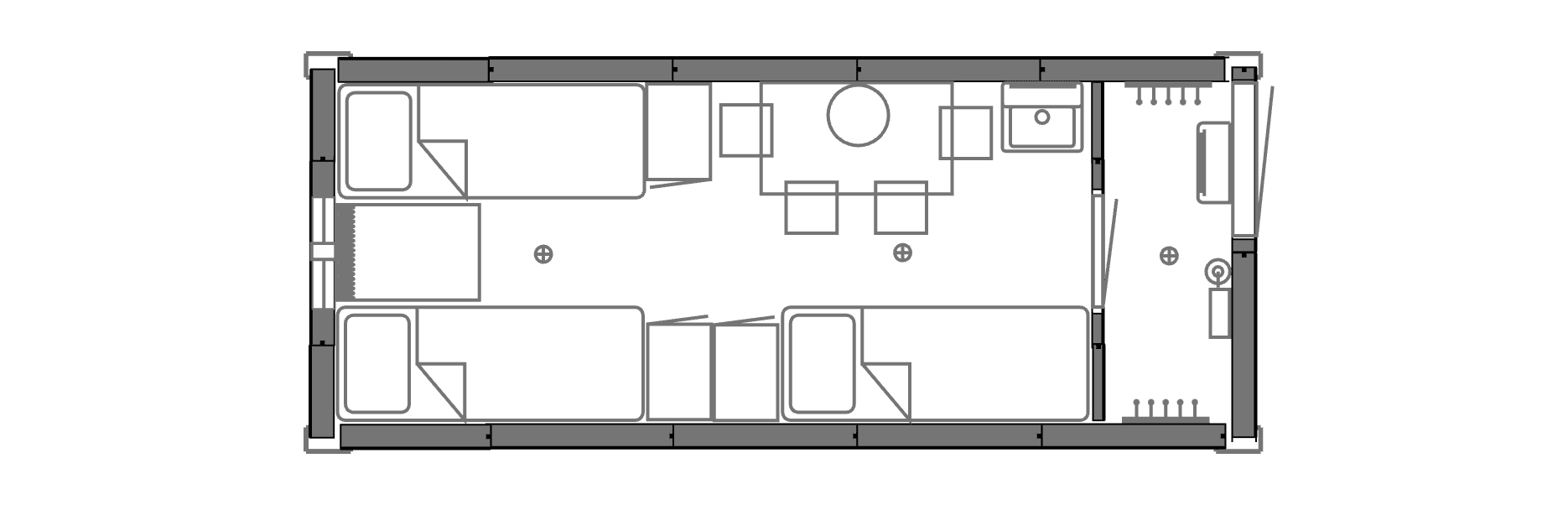 Планировочное решение: Вагон-дом жилой на 6 человек