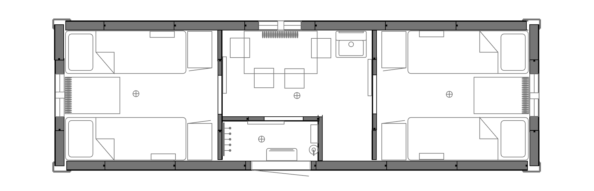 Планировочное решение: Вагон-дом жилой на 8 человек