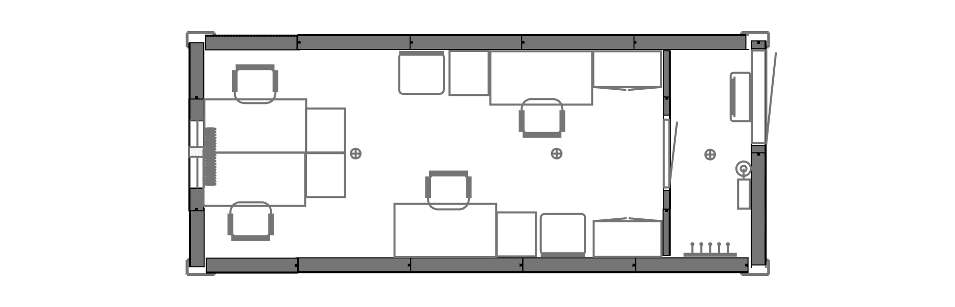 Планировочное решение: Вагон-офис на 4 человека